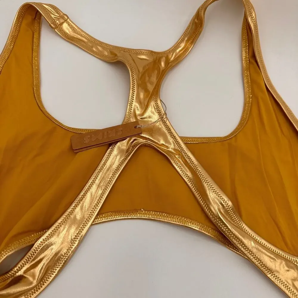 Skims Gold Cut Out One Piece Swim Swimsuit New with tags Size 2X